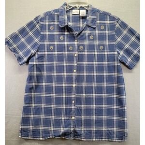 Vibtage Bobbie Brooks Cotton Shirt Women Size XL Cottagecore Embroidered Country